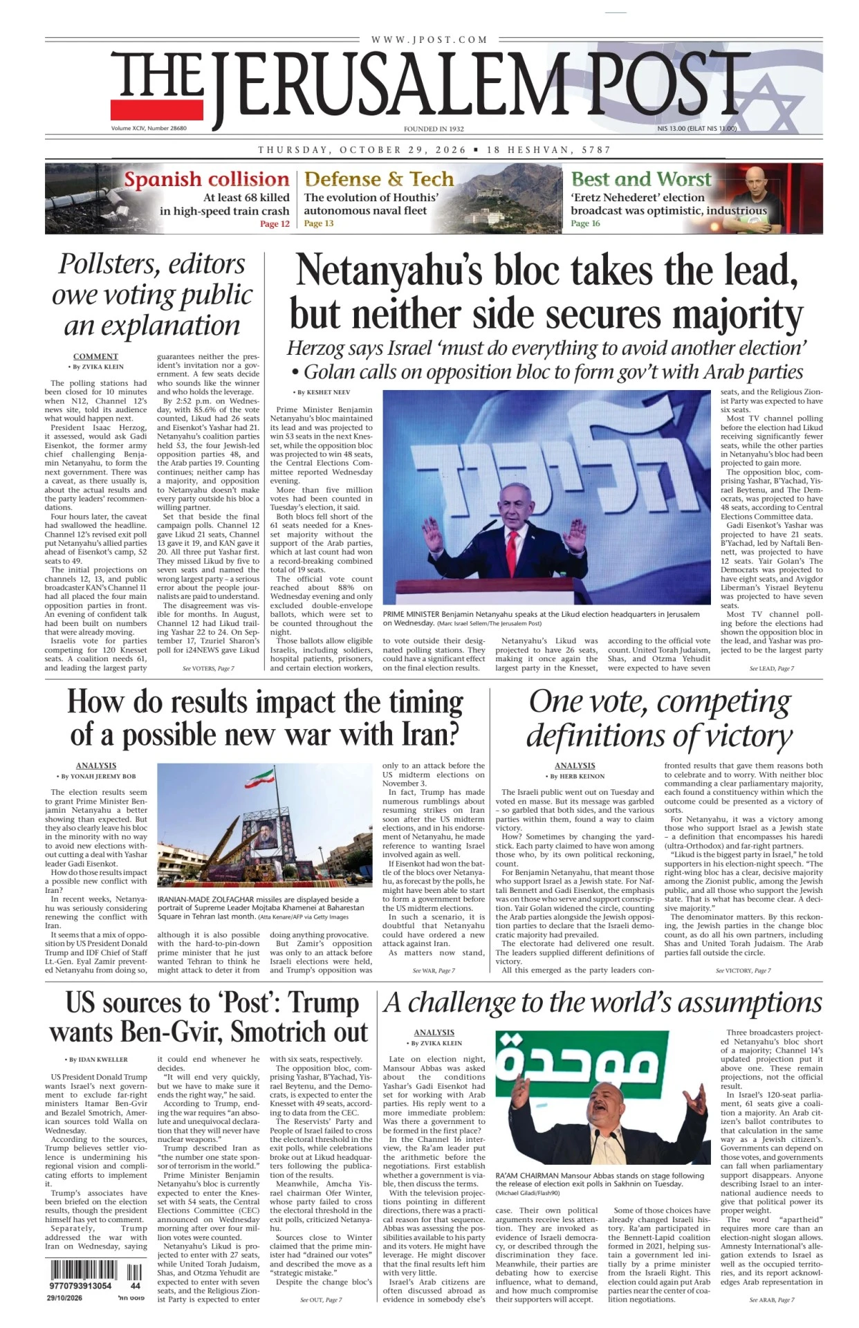 Prima-pagina-the jerusalem post-edizione-di-oggi-29-10-2026